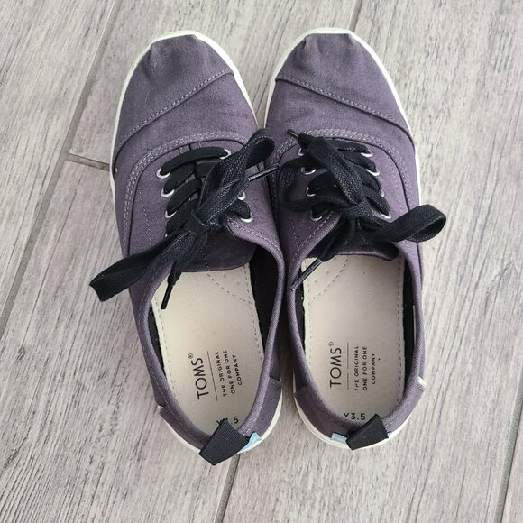 Toms youth kids lace up low top sneakers grey size 3.5 Y - Picture 6 of 11